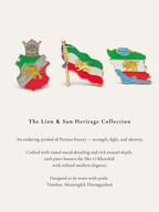 Lion & Sun Shir o Khorshid Iran Flag Pin Brooch – Raised Gold Persian Heritage Emblem
