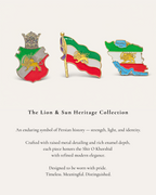Lion & Sun Shir o Khorshid Iran Map Pin Brooch – Raised Gold Persian Heritage Emblem
