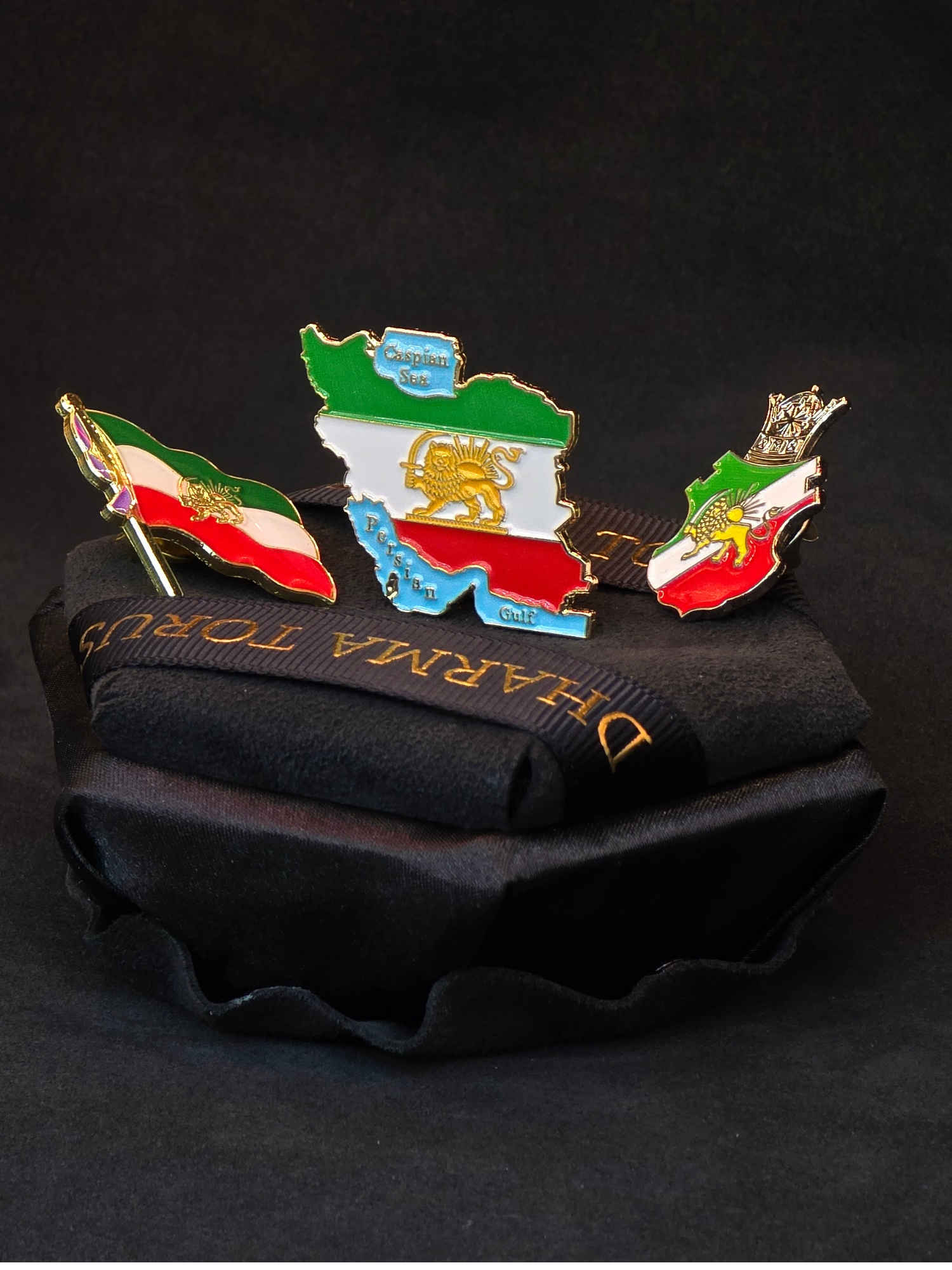 Lion & Sun Shir o Khorshid Iran Flag Pin Brooch – Raised Gold Persian Heritage Emblem