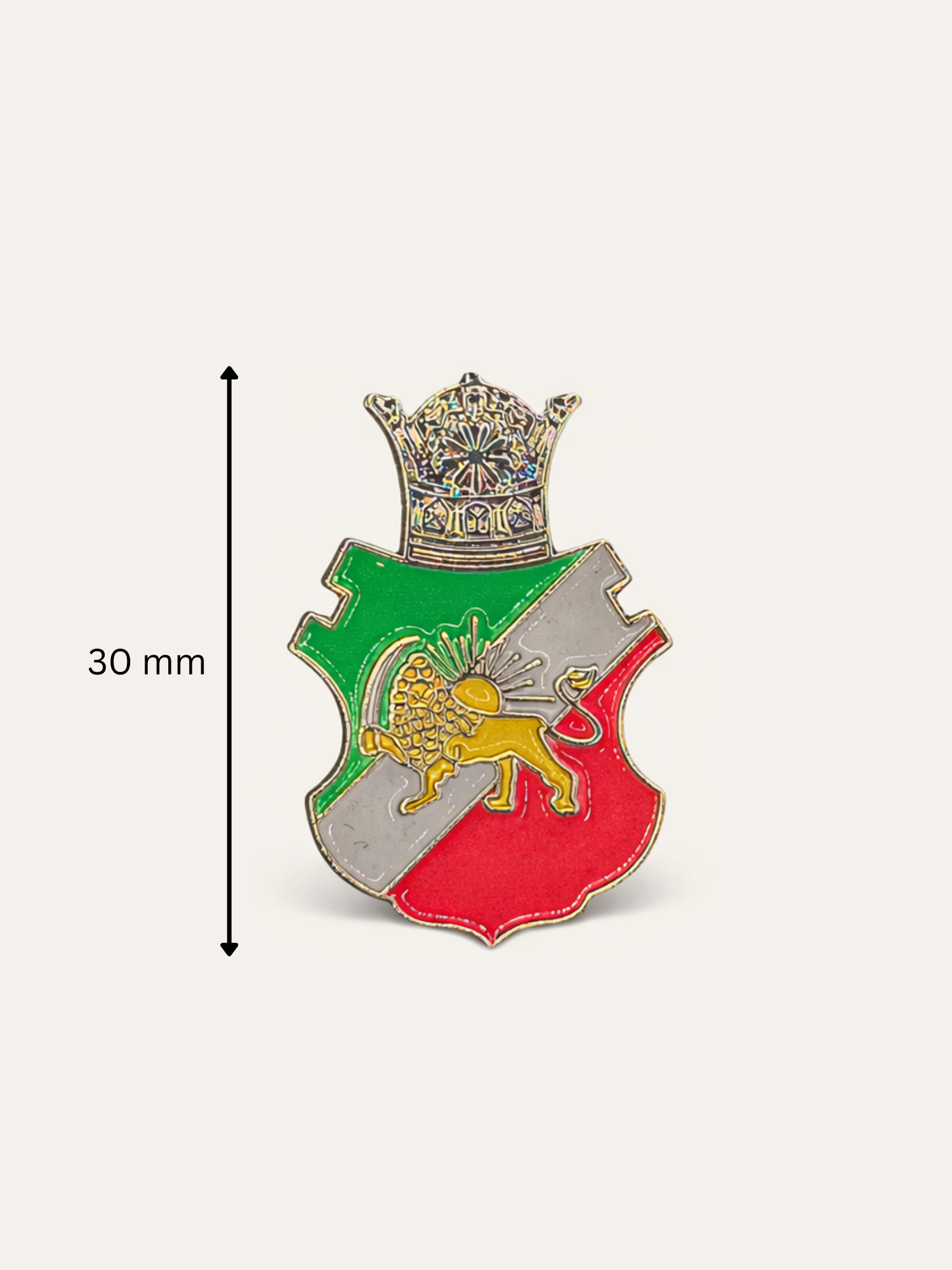 Lion & Sun Shir o Khorshid Iran Flag Pin Brooch – Raised Gold Persian Heritage Emblem
