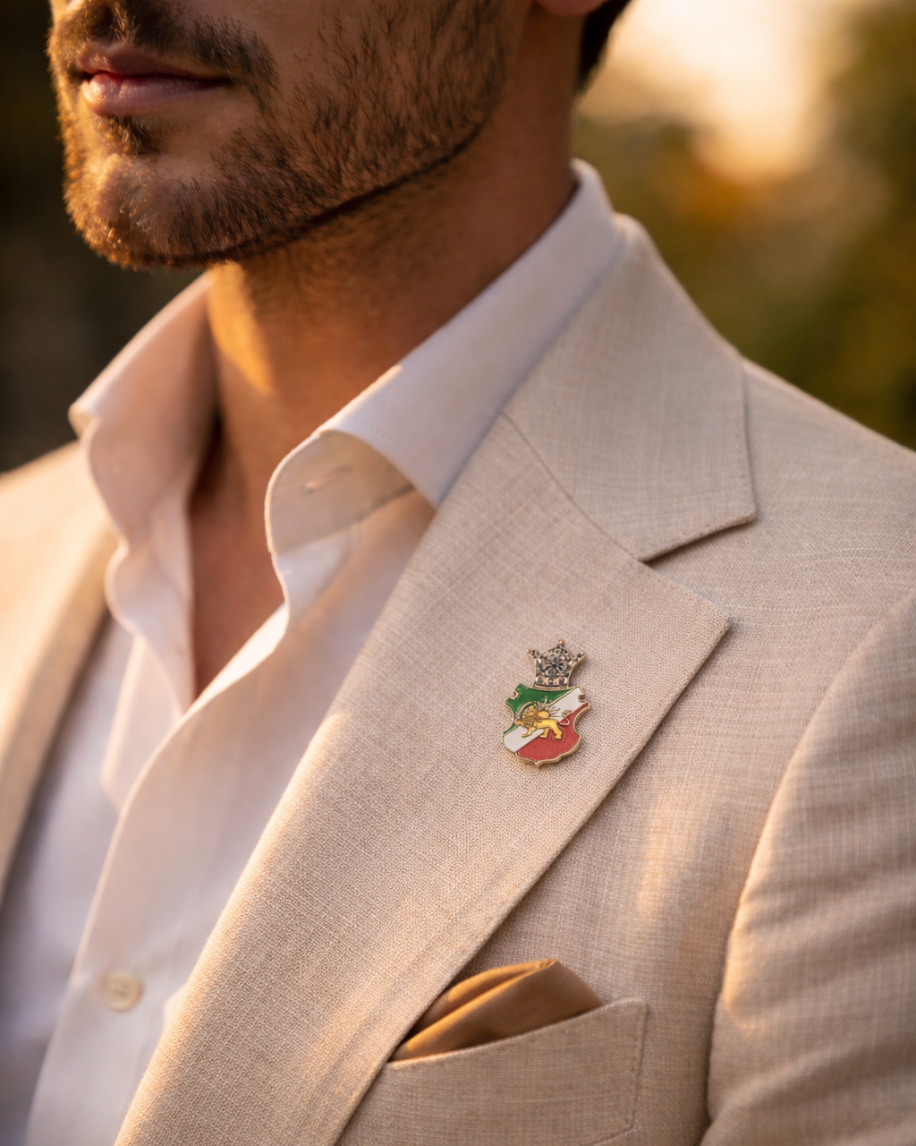 Lion & Sun Shir o Khorshid Enamel Lapel Pin – Raised Gold Persian Heritage Emblem