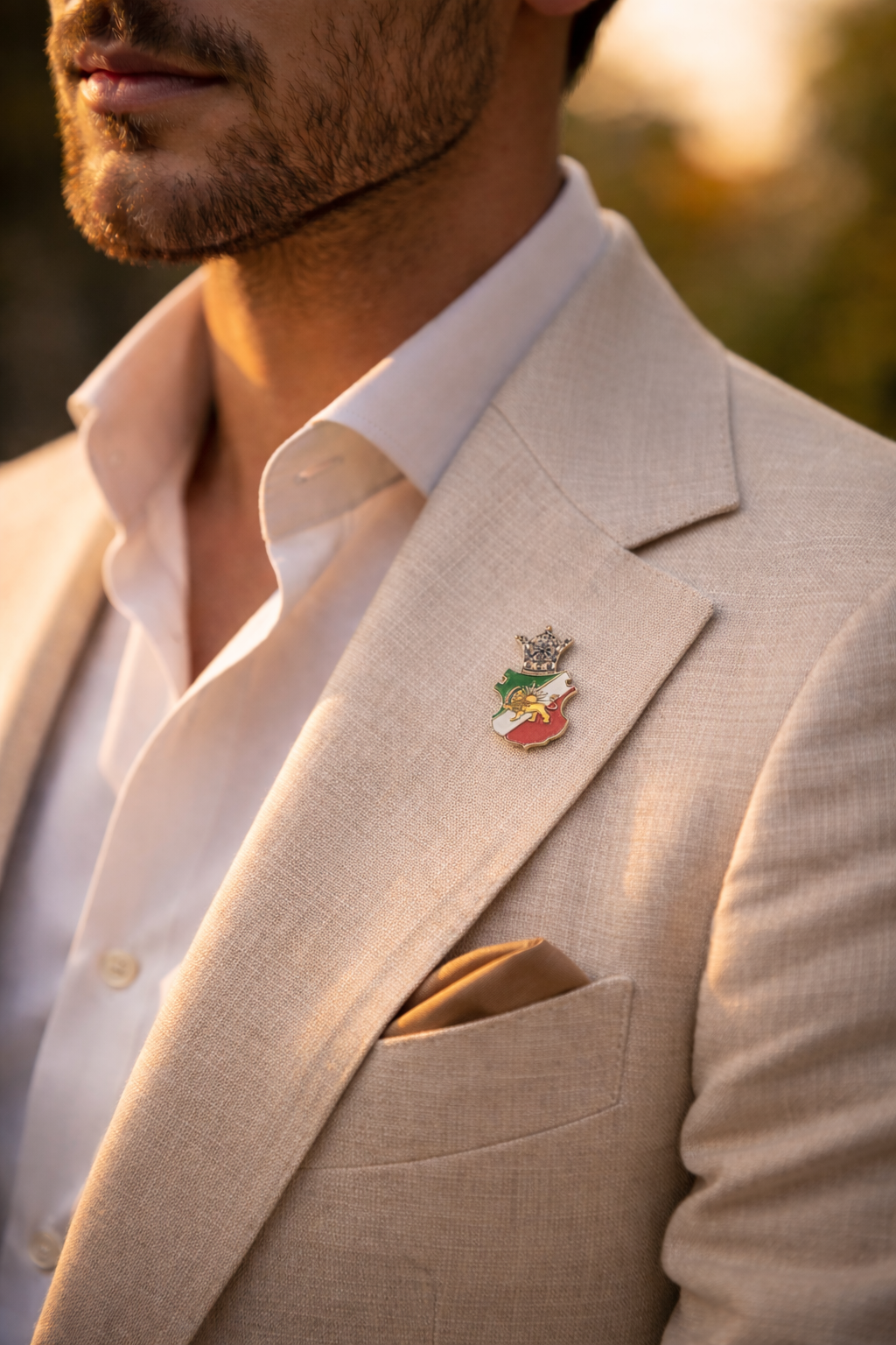 Lion & Sun Shir o Khorshid Iran Flag Pin Brooch – Raised Gold Persian Heritage Emblem