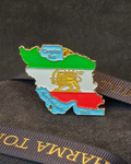 Lion & Sun Shir o Khorshid Iran Map Pin Brooch – Raised Gold Persian Heritage Emblem