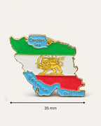 Lion & Sun Shir o Khorshid Iran Map Pin Brooch – Raised Gold Persian Heritage Emblem